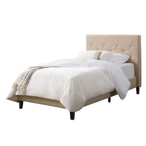 CorLiving - Nova Ridge Tufted Upholstered Bed, Twin - Cream