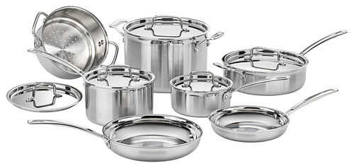 Cuisinart - MultiClad Pro 12-Piece Cookware Set - Steel