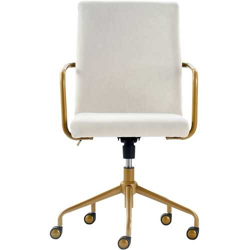 Elle Decor - Giselle Mid-Century Modern Fabric Executive Chair - Gold/Velvet Cream