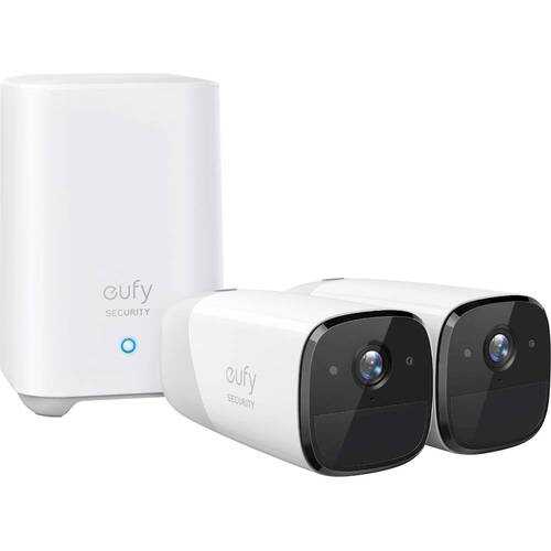 eufy - eufyCam 2, 2-Camera Indoor/Outdoor Wire-Free 1080p 16GB Surveillance System - White