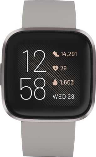 Fitbit - Versa 2 Smartwatch 40mm Aluminum - Stone/Mist Gray with Silicone Band