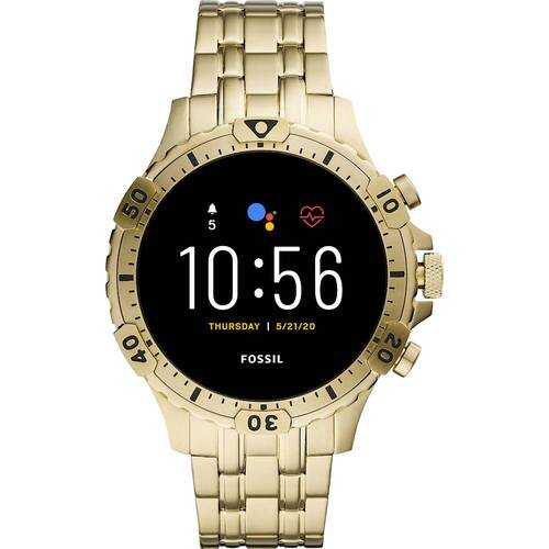 Rent to own Fossil - Gen 5 Smartwatch 46mm Stainless Steel - Gold with Gold Stainless Steel Band