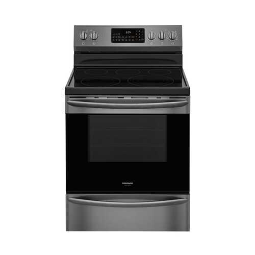 Rent to own Frigidaire - Gallery 5.7 Cu. Ft. Freestanding Electric Air Fry Range with Self and Steam Clean - Smudge-Proof® Black Stainless Steel