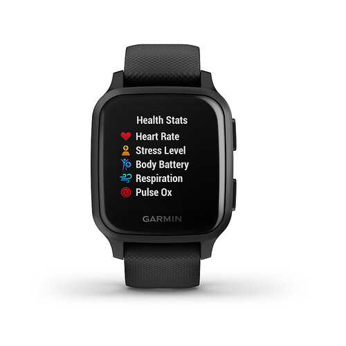 Garmin USA - Venu® Sq Music Edition 20mm GPS smartwatch with music and all-day health monitoring - Black