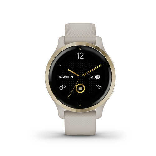 Garmin - Venu 2S Smartwatch 28mm Fiber-Reinforced Polymer - Light Gold Bezel with Light Sand Case