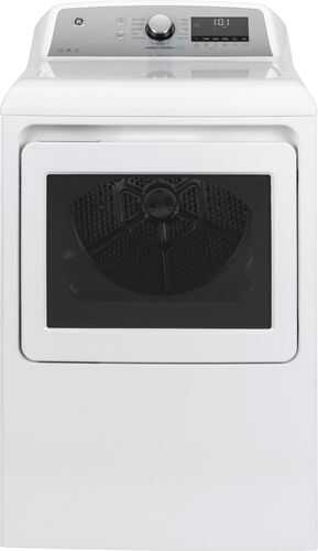 Rent to own GE - 7.4 Cu. Ft. 13-Cycle Gas Dryer with Steam - White On White With Silver Backsplash