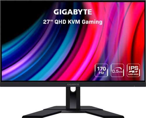 GIGABYTE - 27" IPS LED QHD FreeSync Monitor with KVM (HDMI, DisplayPort, USB) - Black