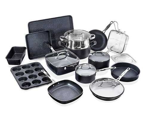 Granitestone - 20pc Complete Cookware Non Stick Complete Cookware and Bakeware Set - Gray
