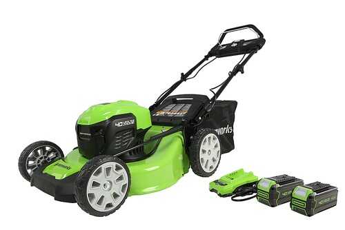 Greenworks - 21 in. 40-Volt Self Propelled Cordless Walk Behind Lawn Mower (2 x 4.0Ah Batteries and Charger Included) - Black/Green