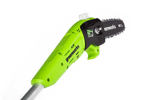 Greenworks - 8 in. 24-Volt Polesaw (2.0Ah Battery and Charger Included) - Black/Green