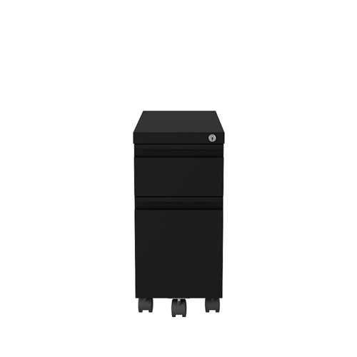 Hirsh 20-inch Deep Mobile Zip Pedestal 2-Drawer Box-File with Full Width Pull, Black - Black