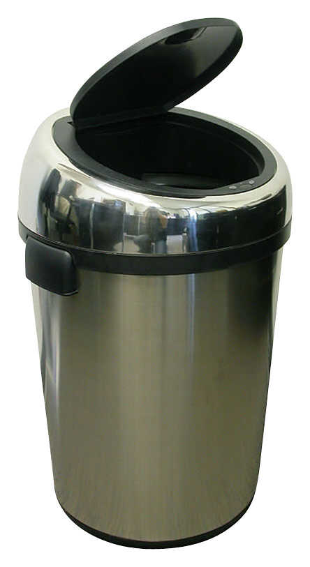 iTouchless - 18-Gal. Touchless Round Trash Can - Stainless Steel