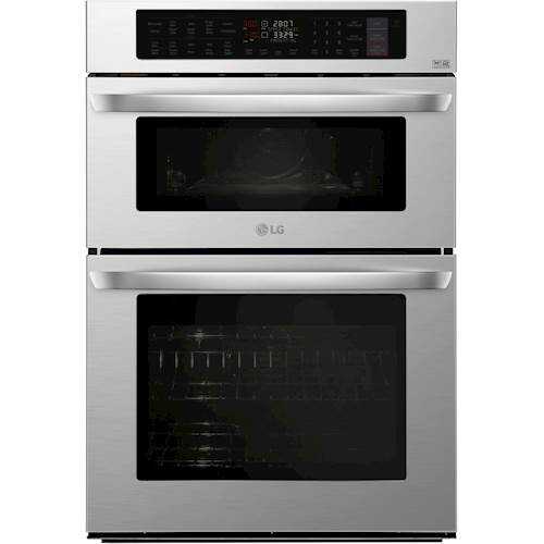 Rent to own LG - 30" Combination Double Electric Convection Wall Oven with Built-In Microwave, Infrared Heating, and Wifi - Stainless steel