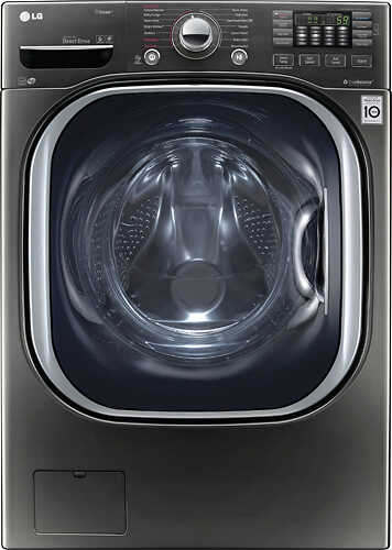 Rent to own LG - 4.5 Cu. Ft. High Efficiency Stackable Front-Load Washer with Steam and TurboWash Technology - Black stainless steel