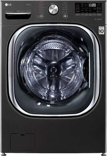 LG - 5.0 Cu. Ft. High Efficiency Stackable Smart Front-Load Washer with Steam and Built In  Intelligence - Black Steel
