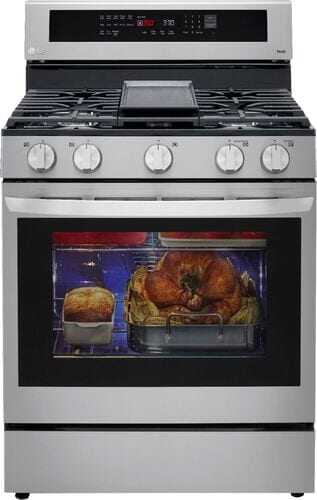 LG - 5.8 Cu. Ft. Freestanding Single Gas Convection Range with Wide InstaView Window and AirFry - PrintProof Stainless Steel
