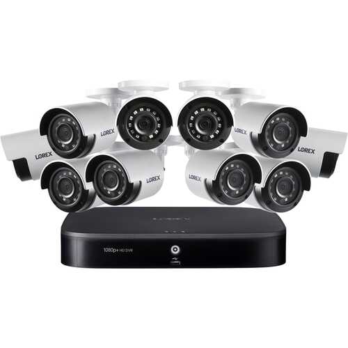 Lorex - 16-Channel, 10-Camera Indoor/Outdoor Wired 1080p 2TB DVR Surveillance System - Black/White