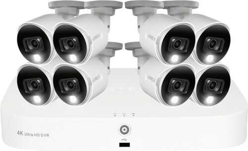 Lorex - 8-Channel, 8-Camera Indoor/Outdoor Wired 4K UHD 2TB DVR Surveillance System - White - White
