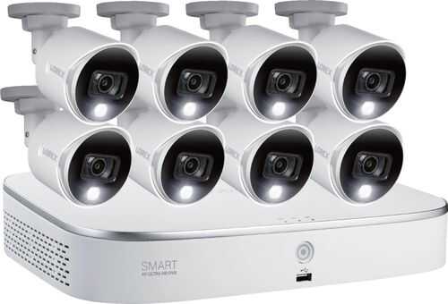 Lorex - 8-Channel, 8-Camera Indoor/Outdoor Wired 4K UHD 2TB DVR Surveillance System - White