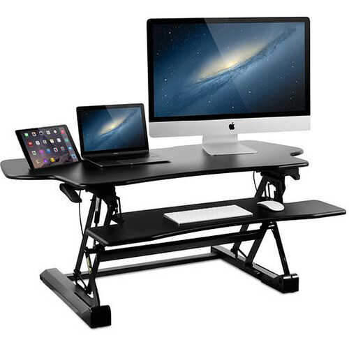 Mount-It! -  Extra-Wide Height Adjustable Standing Desk Converter - Black