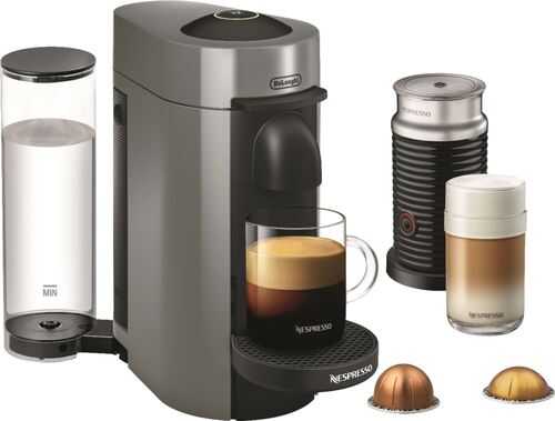 Nespresso - DeLonghi VertuoPlus Coffee Maker and Espresso Machine with 19 bars of pressure and Aeroccino Milk Frother - Gray