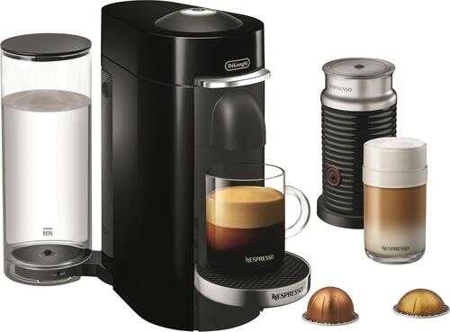 Nespresso - VertuoPlus Deluxe Coffee Maker and Espresso Machine with Aeroccino Milk Frother by DeLonghi - Piano Black