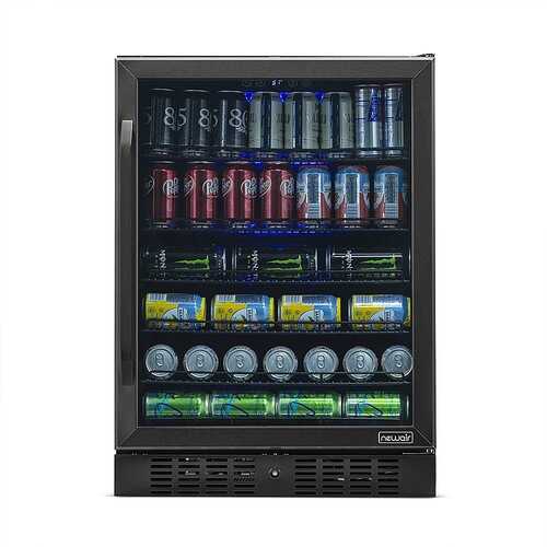 NewAir - 177-Can Built-In Beverage Fridge with Precision Temperature Controls - Black stainless steel