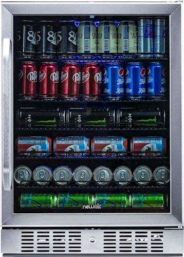 NewAir - 177-Can Built-In Beverage Fridge with Precision Temperature Controls and Adjustable Shelves - Stainless steel