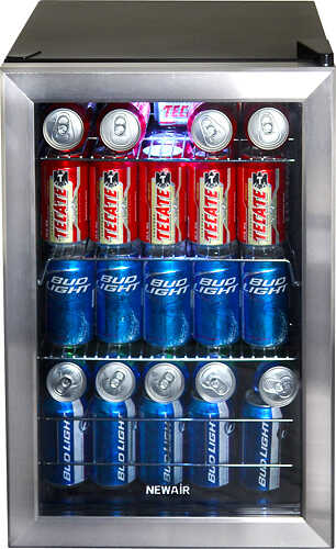 Rent To Own - NewAir - 90-Can Freestanding Beverage Fridge, Compact with Adjustable Shelves and Lock - Stainless steel