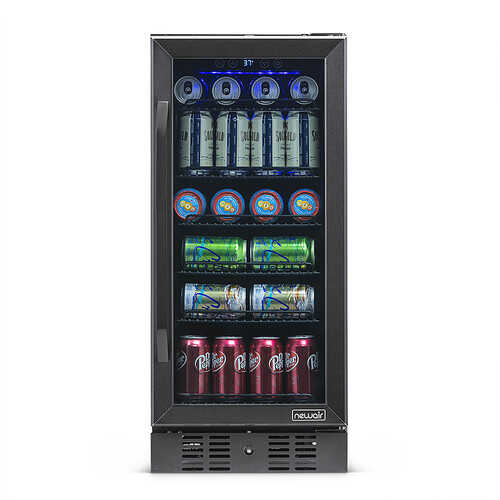 NewAir - 96-Can Built-In Beverage Cooler with Precision Temperature Controls - Black stainless steel