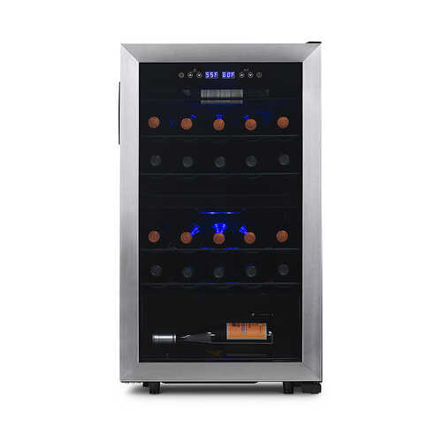 NewAir Freestanding 28 Bottle Dual Zone Compressor Wine Fridge - Stainless Steel