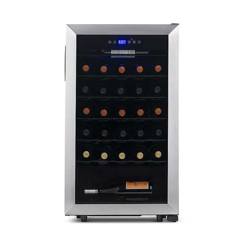 NewAir Freestanding 33 Bottle Compressor Wine Fridge in Stainless Steel, Adjustable Racks , Exterior Digital Thermostat - Stainless steel