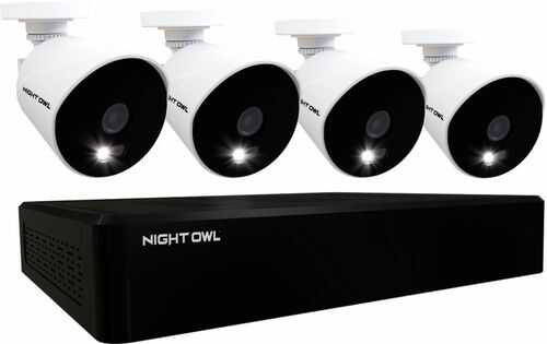 Rent to own Night Owl - 16 Channel 4 Camera 1080p HD Indoor/Outdoor Wired DVR Surveillance System with 1TB Hard Drive - Black/White