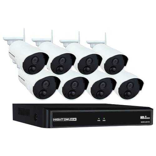 Rent to own Night Owl - 8-Channel, 8-Camera Indoor/Outdoor Wireless 1080p 1TB NVR Surveillance System - White/black
