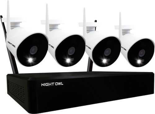 Night Owl - Expandable 10 Channel Wi-Fi NVR with (4) 1080p Wi-Fi IP Spotlight Cameras and 1TB Hard Drive - White/Black