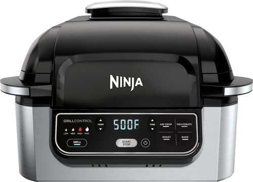 Ninja - Ninja® Foodi™ 5-in-1 Indoor Grill with 4-qt Air Fryer, Roast, Bake, & Dehydrate - Stainless Steel/Black