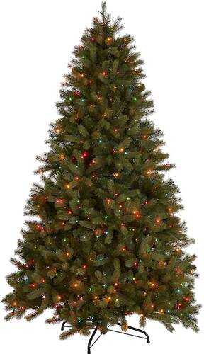 Rent to own Noble House - 7.5' Mixed Spruce Pre-Lit Artificial Christmas Tree - Green + Multi Lights