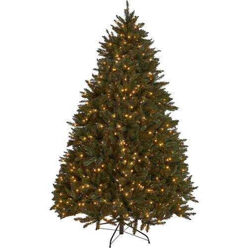 Rent to own Noble House - 7.5' Norway Spruce Pre-Lit Hinged Artificial Christmas Tree - Green + Clear Lights