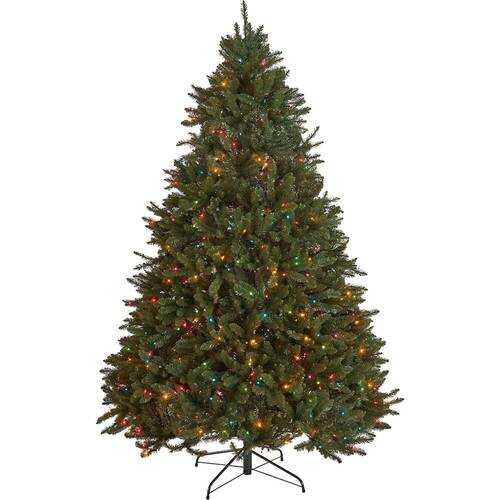 Rent to own Noble House - 7.5' Norway Spruce Pre-Lit Hinged Artificial Christmas Tree - Green + Multi Lights