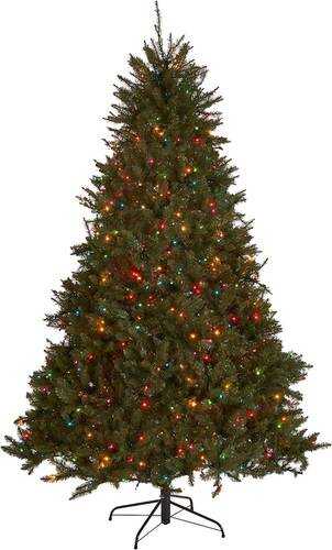 Rent to own Noble House - 7' Fraser Fir Pre-Lit Hinged Artificial Christmas Tree - Green + Multi Lights