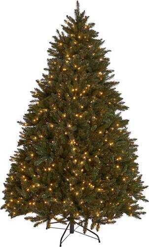 Rent to own Noble House - 7' Norway Spruce Pre-Lit Hinged Artificial Christmas Tree - Green + Clear Lights