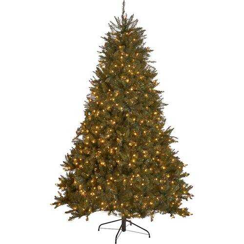 Rent to own Noble House - 9' Fraser Fir Pre-Lit Hinged Artificial Christmas Tree - Green + Clear Lights