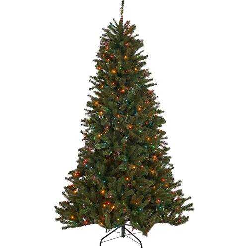 Rent to own Noble House - 9' Noble Fir Pre-Lit Hinged Artificial Christmas Tree - Green + Multi Lights