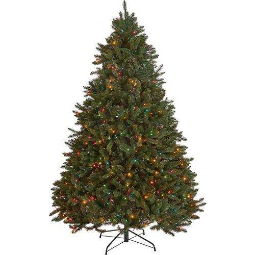 Rent to own Noble House - 9' Norway Spruce Pre-Lit Hinged Artificial Christmas Tree - Green + Multi Lights