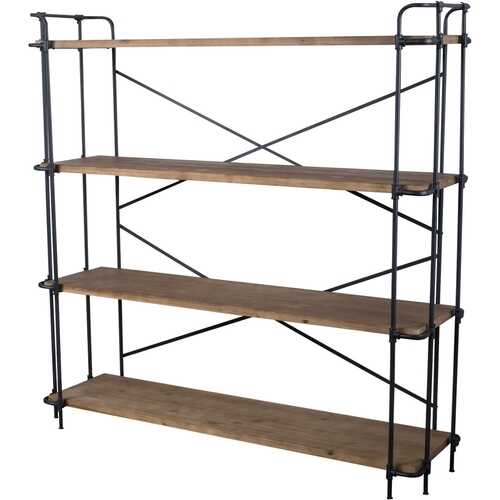 Rent to own Noble House - Fitchbur Industrial 4-Shelf Bookshelf - Natural