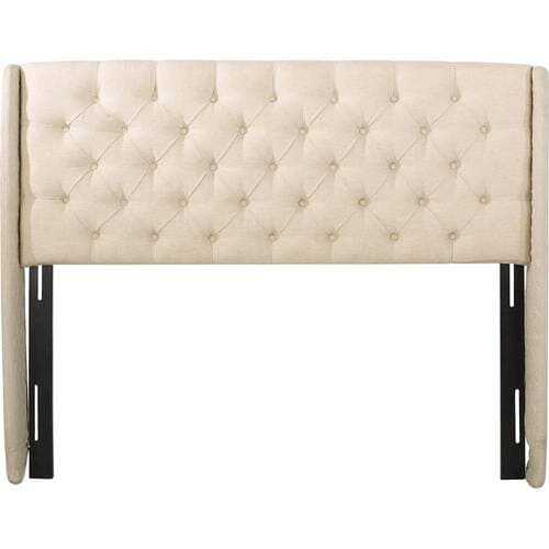 Rent to own Noble House - Malta Contemporary Fabric 61.8" Full/Queen Upholstered Wingback Headboard - Beige/Black