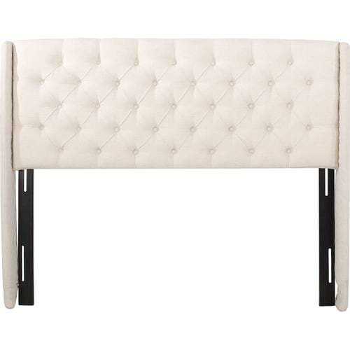 Rent to own Noble House - Malta Contemporary Fabric 61.8" Full/Queen Upholstered Wingback Headboard - Eggshell/Black