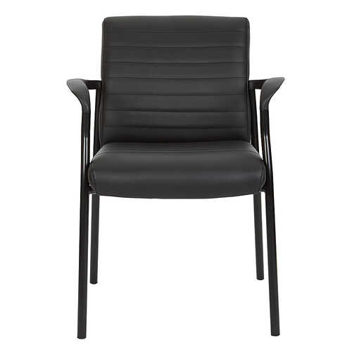 Office Star Products - Guest Chair in Faux Leather with Black Frame - Black
