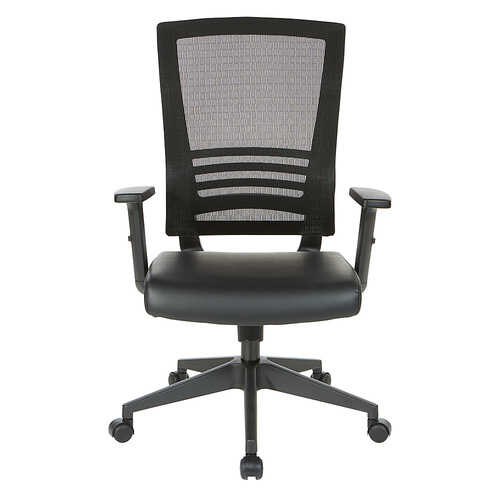 Office Star Products - Vertical Mesh Back Chair in Frame with Black Faux Leather - Black