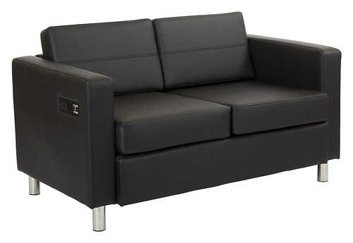 OSP Home Furnishings - Atlantic Loveseat with Dual Charging Station in Dillon Fabric K/D - Black